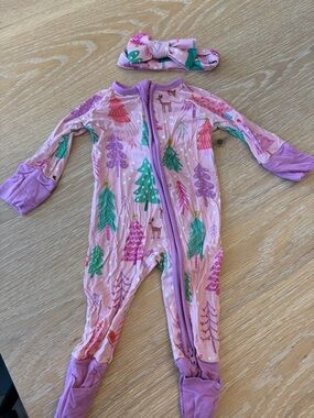 Little Sleepies Pink Christmas Bamboo Zippy|Newborn|Holiday Pajamas
